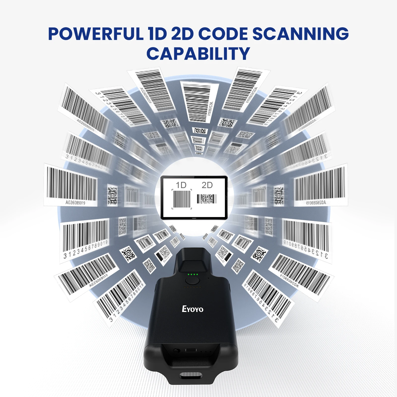 Imagem -04 - Eyoyo-barcode Scanner Portátil 2d Bluetooth 1d Upc qr Bar Leitor de Código para Biblioteca Armazém Inventário 3000mah Bateria