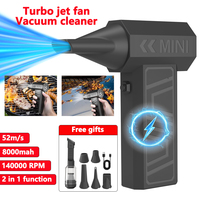 Mini Turbo Jet Fan, Air Blower 140000RPM Turbo Fan, Cordless Electric Handheld Air Duster, Wind Speed 52m/s Brushless Motor Hand
