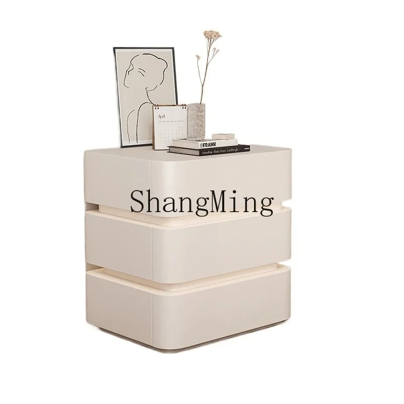 

FG wood bedside table new creative bedside bedroom with lamp household light luxury locker