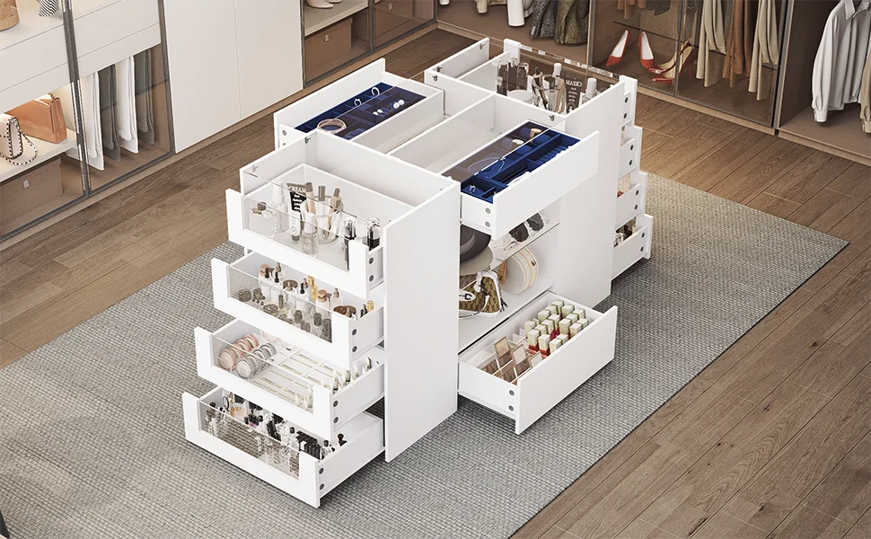 closet island with drawers