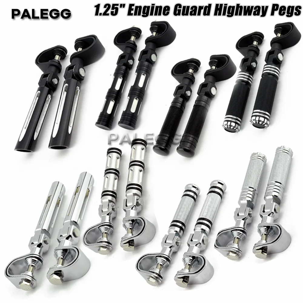 

1'' 1.25'' Motorcycle Foot Pegs Highway Peg Engine Crash Bar Guard Clamp Footrest Mount Bracket For Harley Chopper Bobber