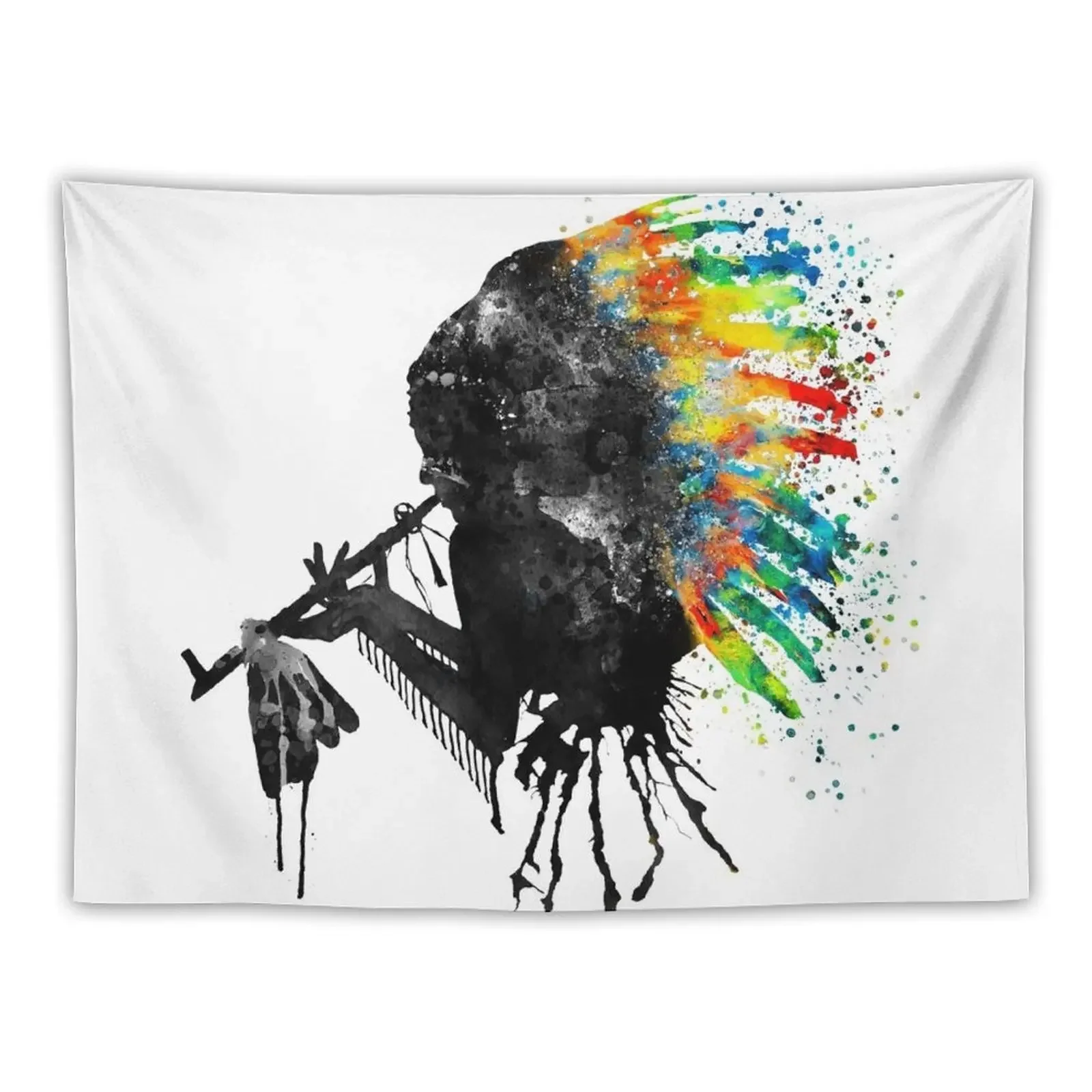 

Indian Silhouette with Colorful Headdress Tapestry Tapete For The Wall Decoration For Bedroom Aesthetic Room Decor Tapestry