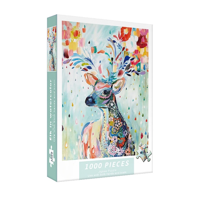 1000pcs Puzzle for Adult Colorful Elk High Difficulty Decompression Games Great Gift Idea for Mother's Day, Birthday, Valentine