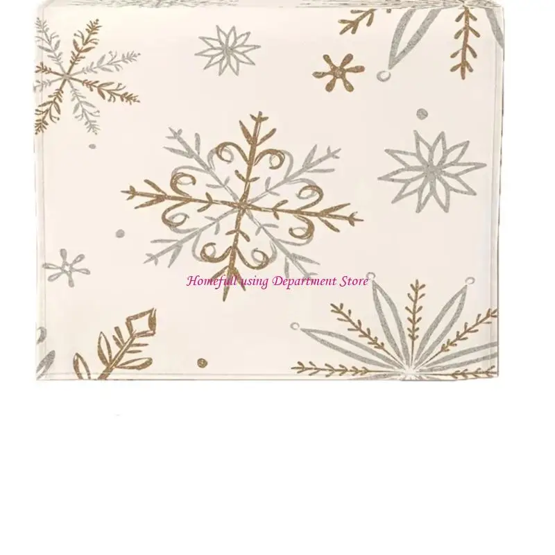 

Seasonal Winter Table Runner Tablecloth Featuring Snowflake Designing in White