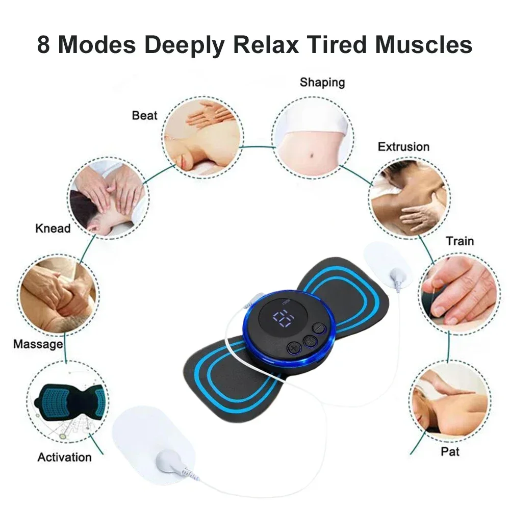 Mini Massageador Elétrico Pescoço, Portátil, Carregamento, Ombro e Massagem nas Costas, Dezenas Pads, Múltiplos Níveis Ajustáveis, Inteligente