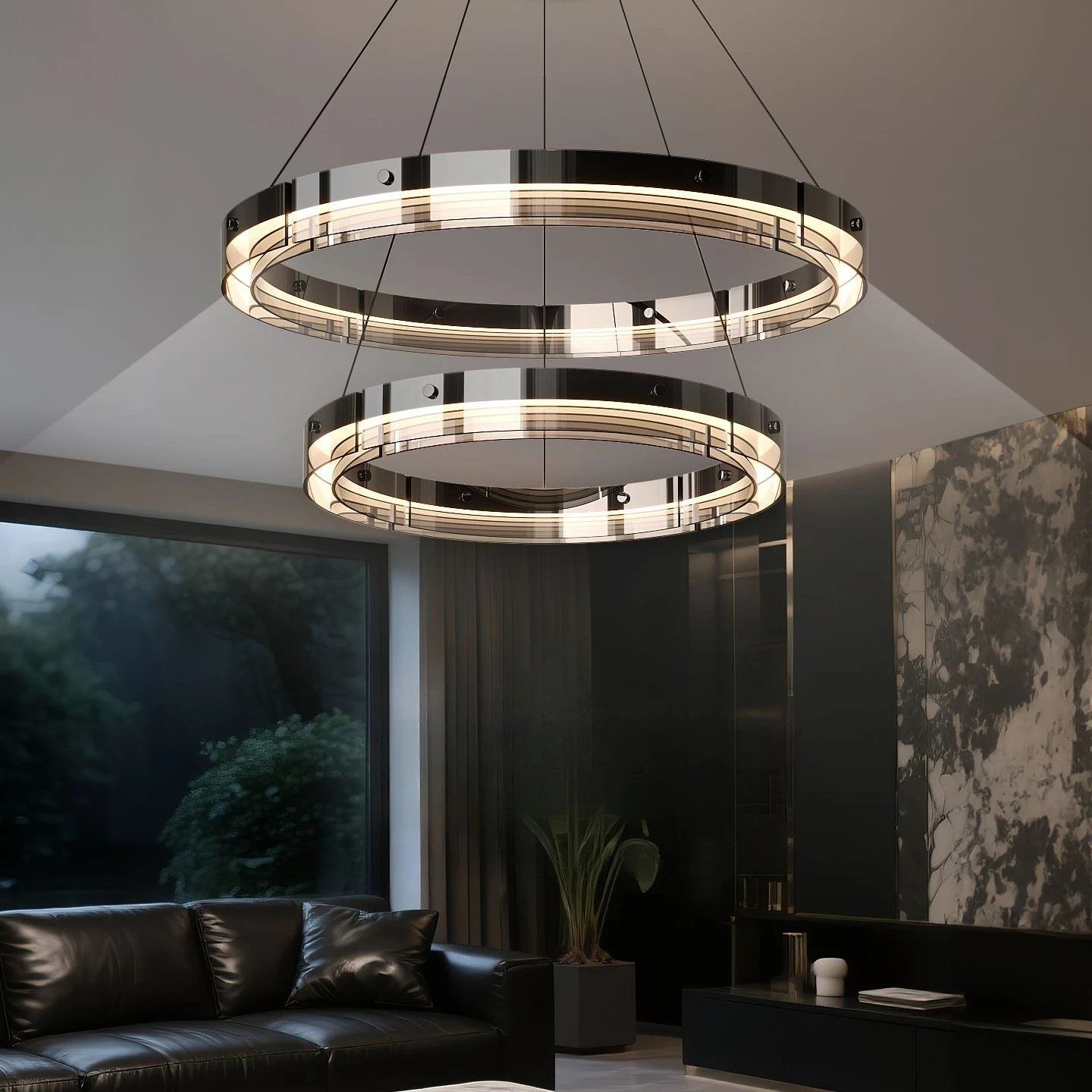 Modern Minimalist Luxury LED Chandelier Extreme Simplicity Glass Creative High Living Room Dining Room Bedroom Lighting Fixture