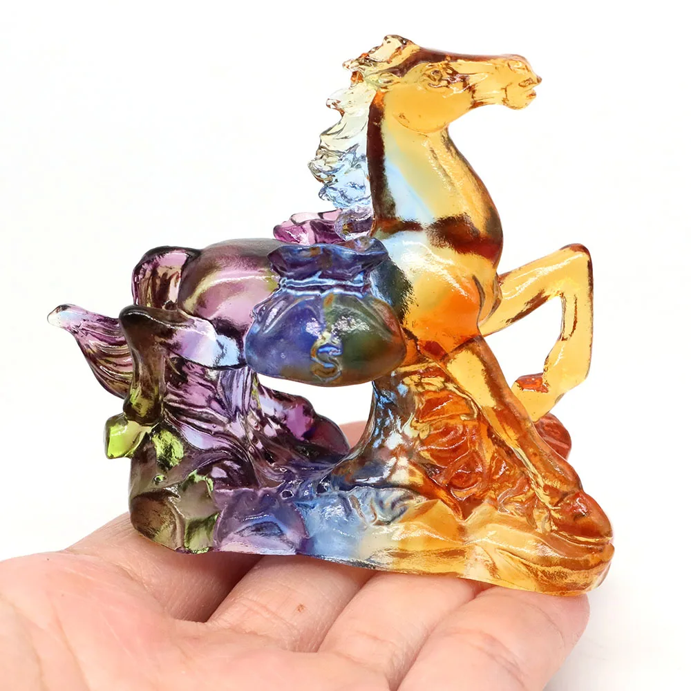 

Horse Ornaments Crystal Glass Coloured Glaze Feng Shui Craft Figurines Home Decoration Lucky Souvenir Gift
