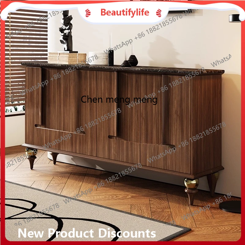 

Retro style entrance, modern simple walnut side cabinet, living room entrance, storage, locker H