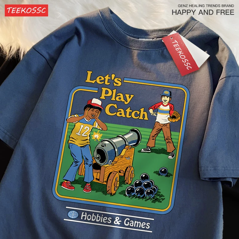 Let\'S Play Catch Hobbies Games Funny T-Shirts Men Summer Cotton Casual Loose Oversized Hip Hop Tee Clothing Short Sleeve T-Shirt