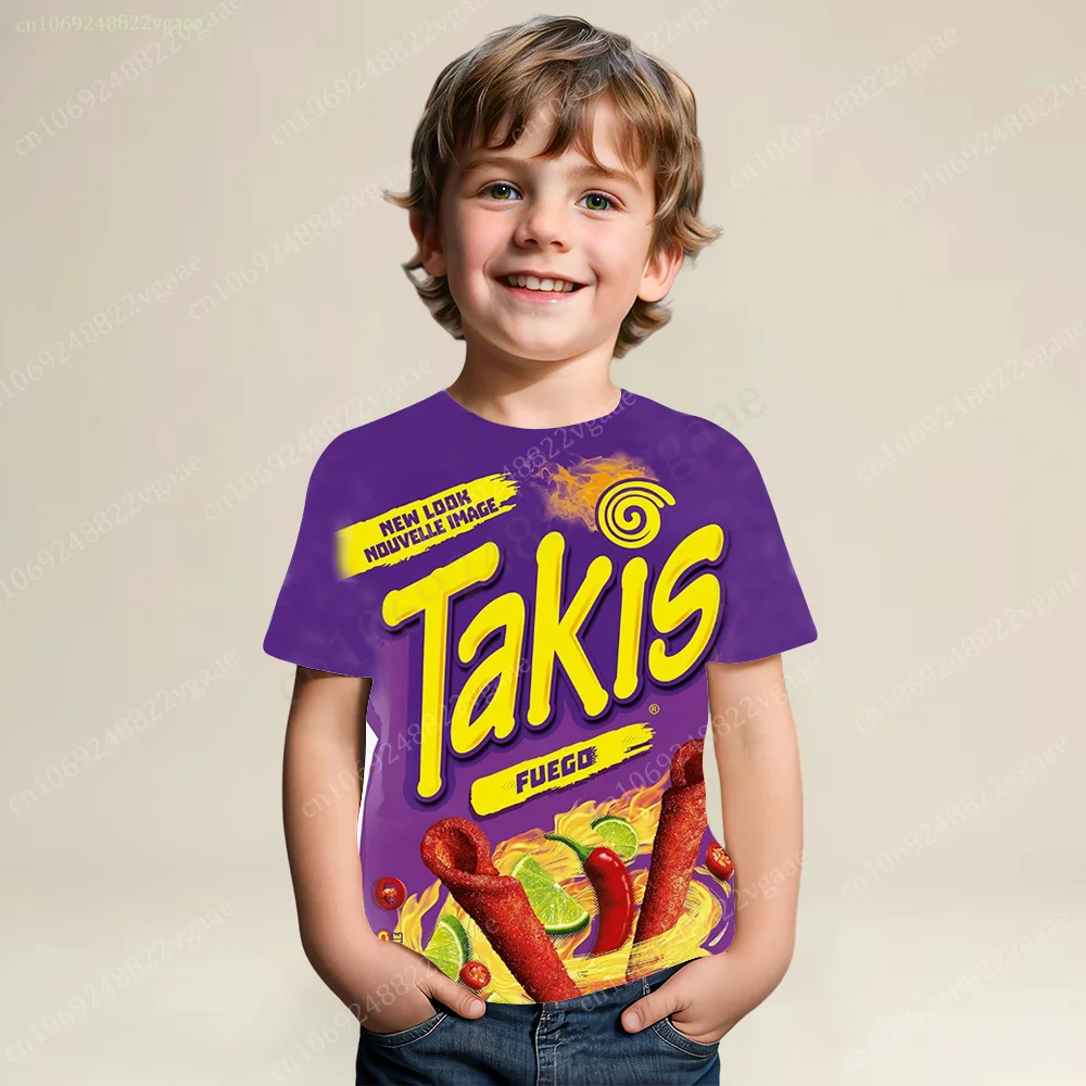 Summer Takis T Shirt Kids Men Boys Chips T-shirt Short Sleeve Top Funny Tee Clothes Girls Training Uniform Clothing