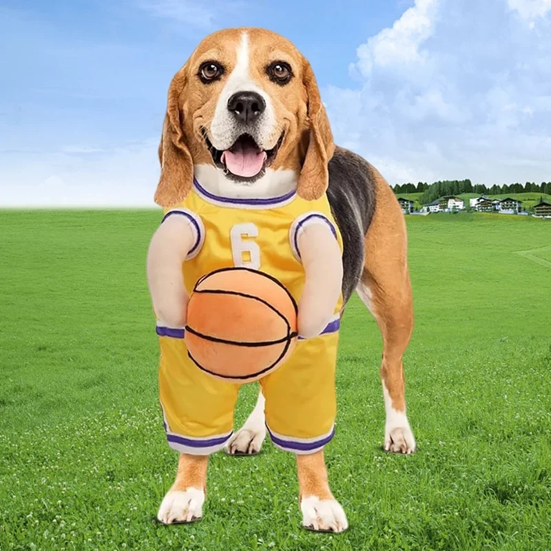 Dog Basketball Player Costume With Ball Dog Basketball Costume Funny Dress Up Sports Outfit Halloween Cosplay For Pets