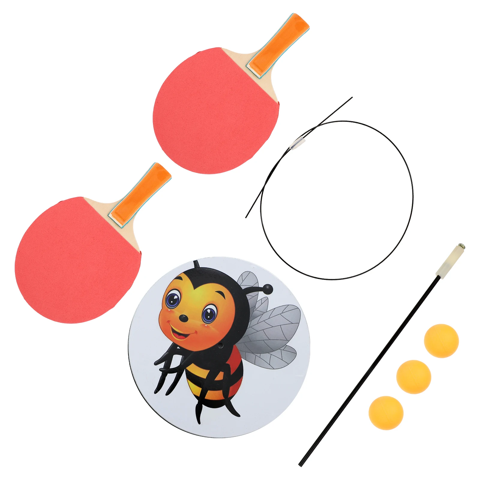 

1 set Portable Table Tennis Trainer Stainless Steel Child Fun Sports Elastic Bobbin Rebound Pong Racket Set Training Toy
