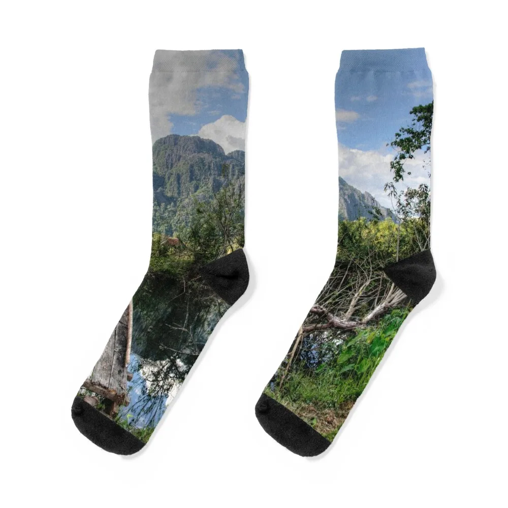 

Laos Nature Land Socks hockey custom short FASHION Socks For Man Women's