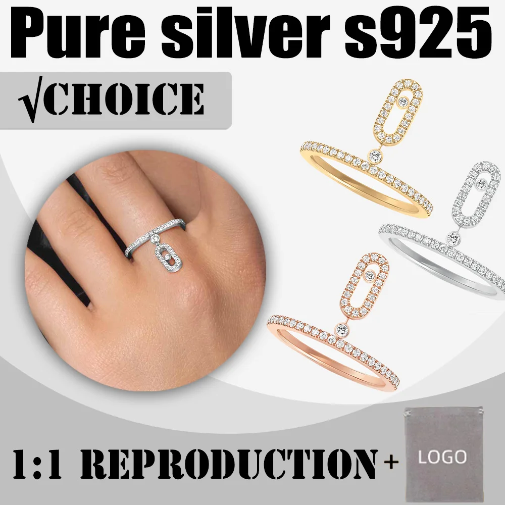 

2024 New Sterling Silver s925MOVE UNO Luxury Brand Exquisite Luxury French Personalized Diamond Pendant Ring