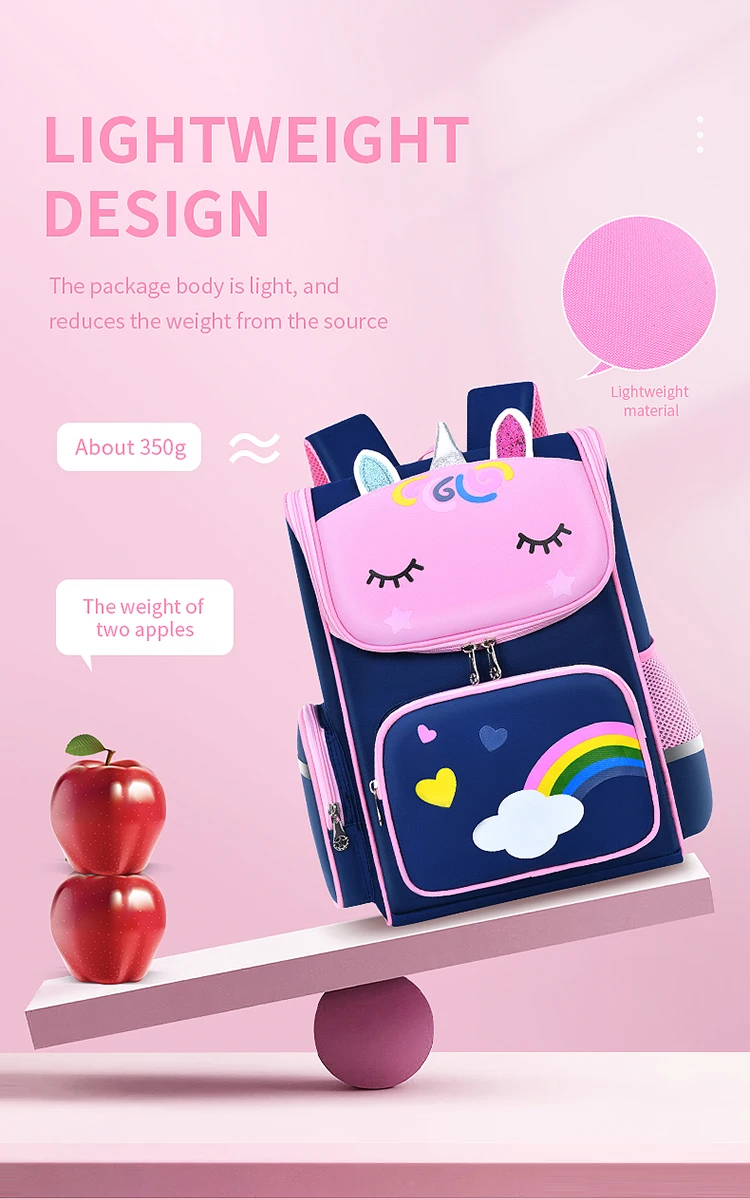New CHILDREN'S Elementary School Students Schoolbag 6-12 Years Old Boys and Girls Shoulders Backpack 1-6 Grades Unicorn Cute Wat