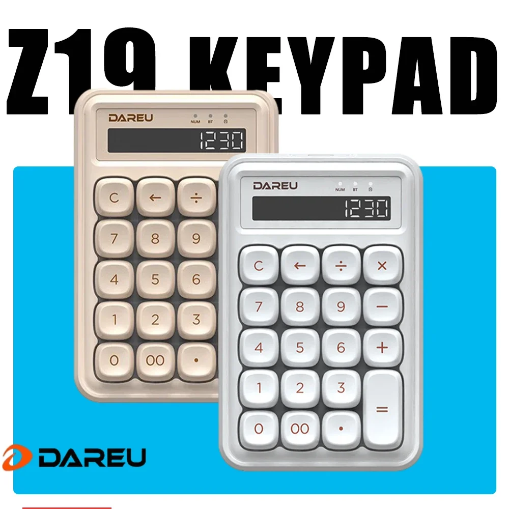 

Портативная мини-клавиатура Dareu Z19, Двухрежимная Bluetooth Беспроводная механическая клавиатура с калькулятором, аксессуары для ПК, офисные подарки