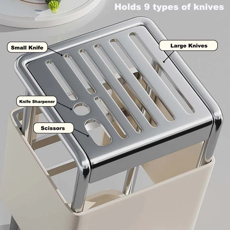 Slanting Knife Rack Kitchen Storage Shelf Knife & Fruit Knife Rack Countertop Utensil Cage Knife Storage Rack