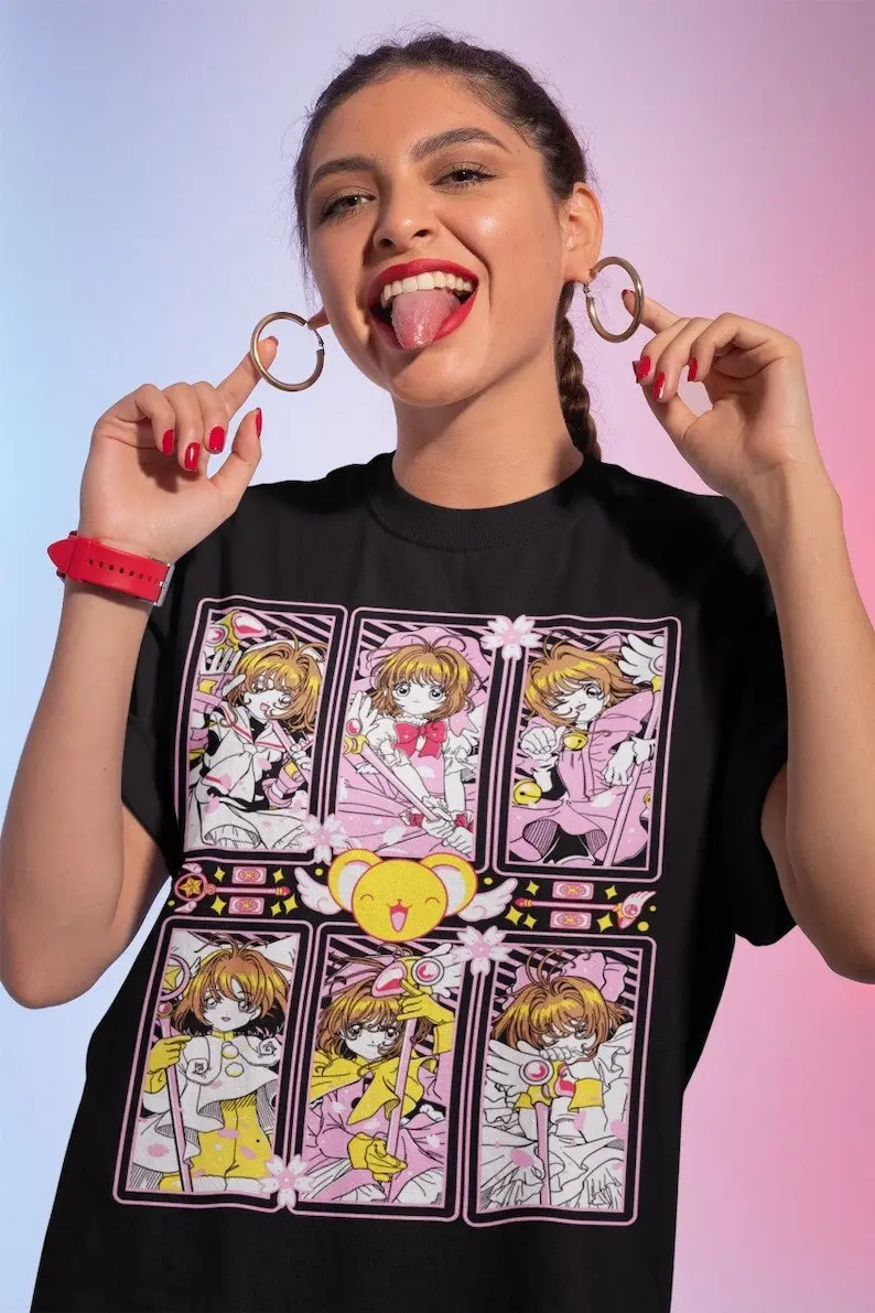 

Cardcaptor Sakura T-shirt Kawaii Anime Manga Waifu Kero-Chan Gift Shirt All Size