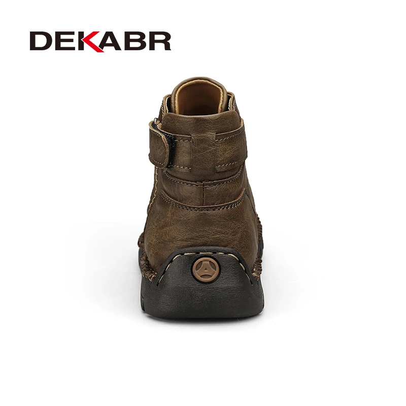 DEKABR Leather Men Boots Winter Warm Outdoor Comfortable Boots Handmade Ankle Boots Business Boots Big Size 38-48