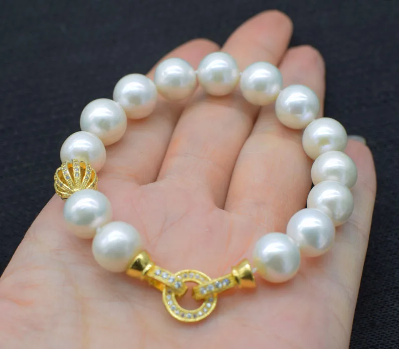 

freshwater pearl AA bracelet white round 11-12mm 8inch nature wholesale beads good quality