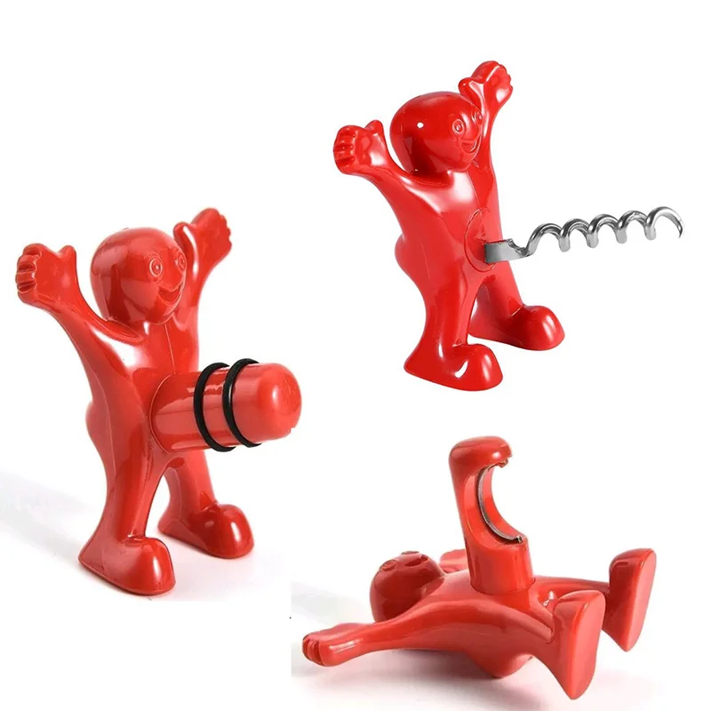 

Red Creative Little Man Red Wine Set Second Brother Mocking Beer, Opening Little Red Man Wine Stopper, Opening Wine Bottle