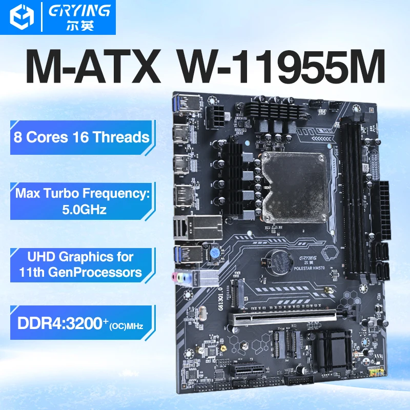 

ERYING Xeon CPU Motherboard Set Integrated CPU W 11955M placa base con Procesador 2.6GHz 8C16T DDR4 RAM Memory LGA1151 placa mae