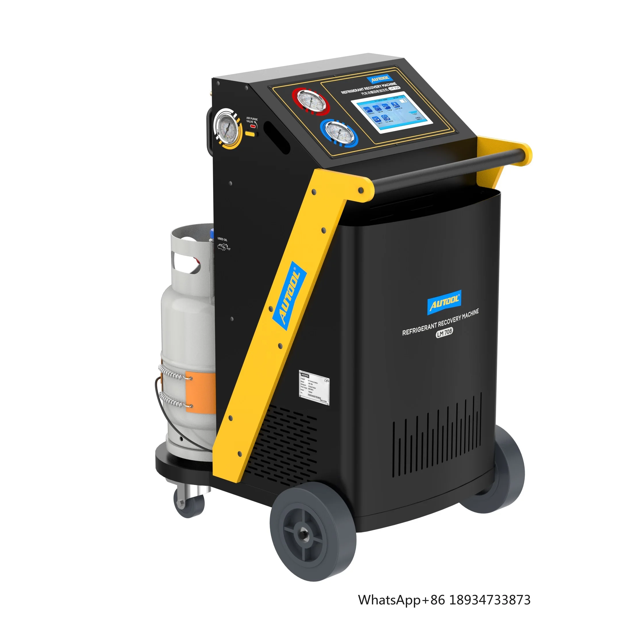 LM708 Riempitrice automatica per il recupero automatico del refrigerante CA R1234a e R-1234yf Refrigerante a doppio uso Doppio cilindro