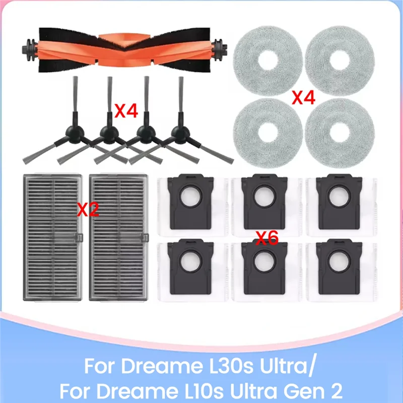 

DHIPP-Vacuum Brush Filter Mop Cloth Dust Bag For Dreame L10s Ultra Gen 2 Dreame L30s Ultra Vacuum Cleaner Accessories Kit