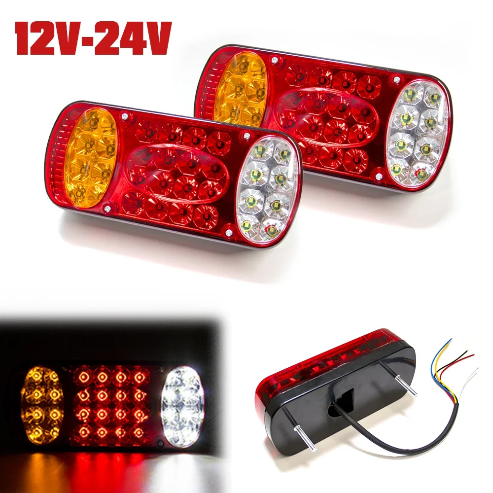 2Pcs 12V 32 LED Car Truck Tail Light Taillight Rear Stop Brake Light Signal Lamp Indicator For Trailer Truck Lorry Caravans