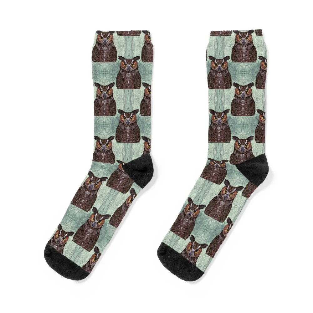 

Great Horned Owl Socks cycling gym designer funny gift Ladies Socks Men's