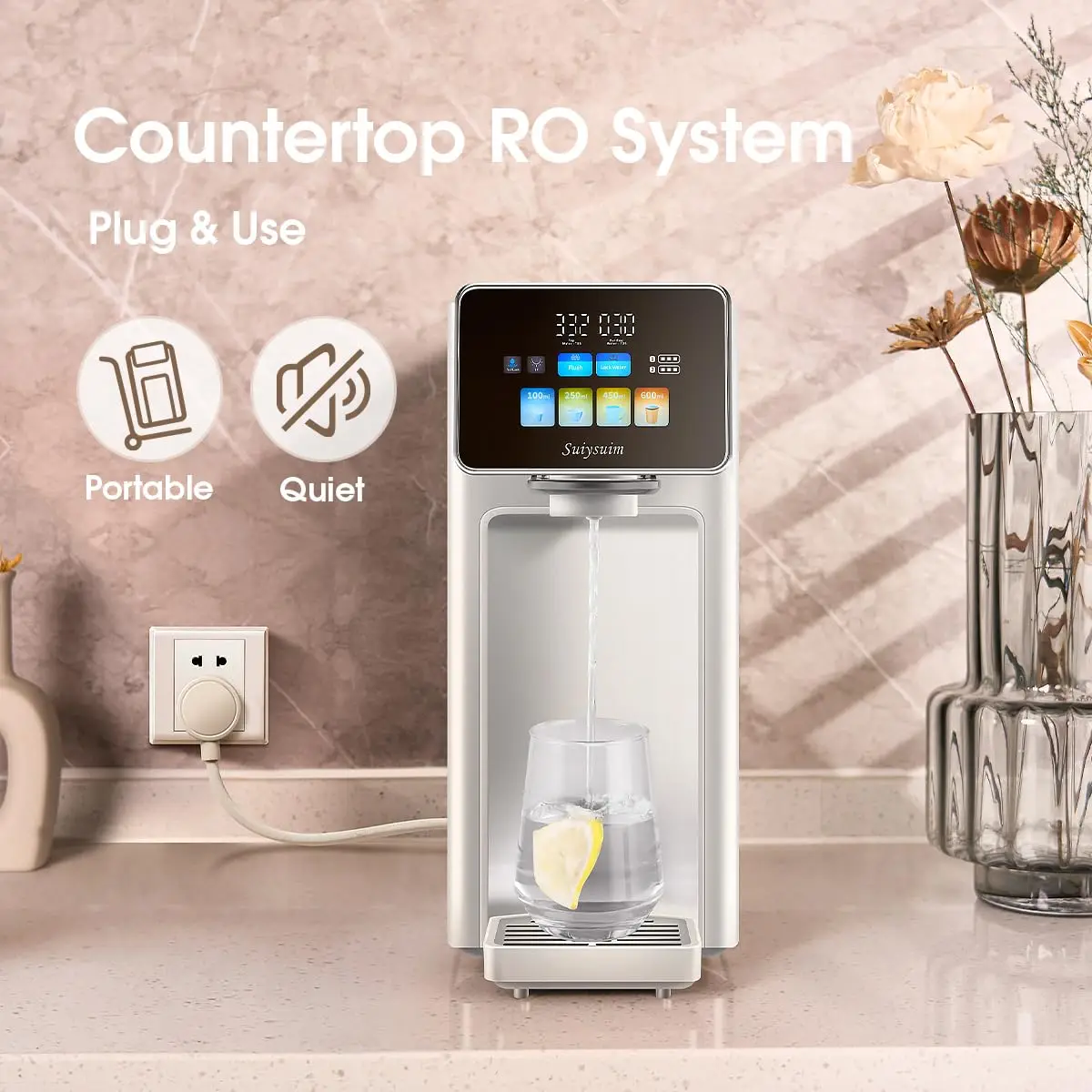 Suiysuim Countertop Reverse Osmosis System, 6 Stage Countertop Water Filtration, WP-RSA Countertop RO Alkaline Remineralization