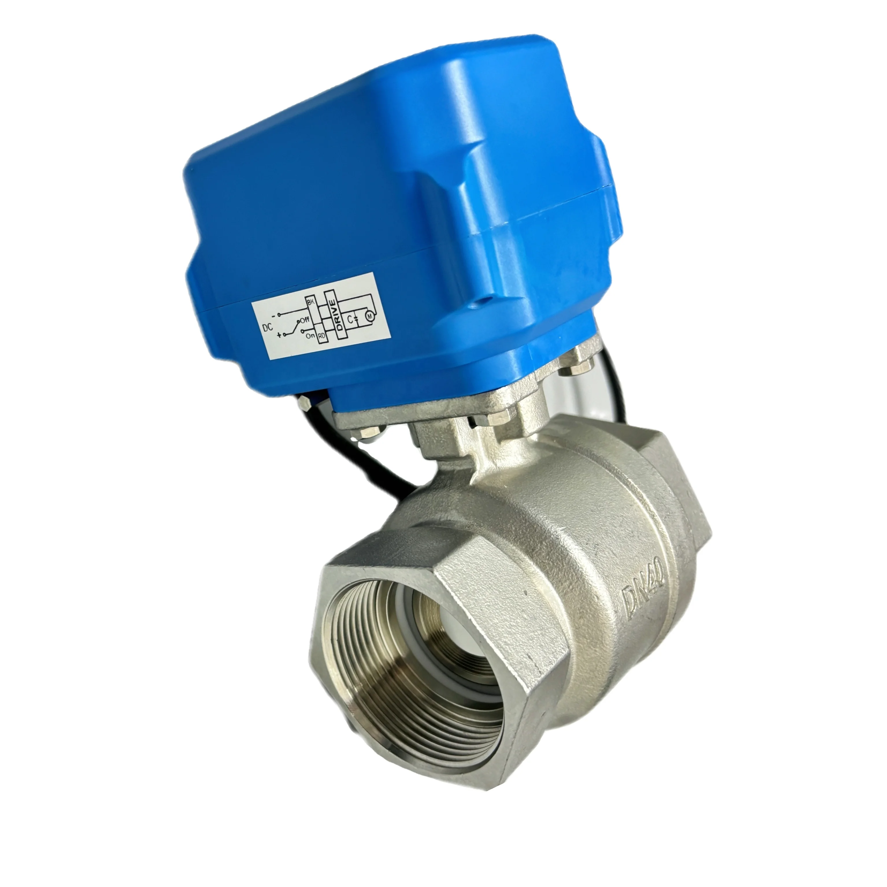 Water Treatment 50mm 2 NPT DC24V AC220V Automatic Stainless Steel Valve Electric Flow Control Water SS304 Ball Valve Actuator