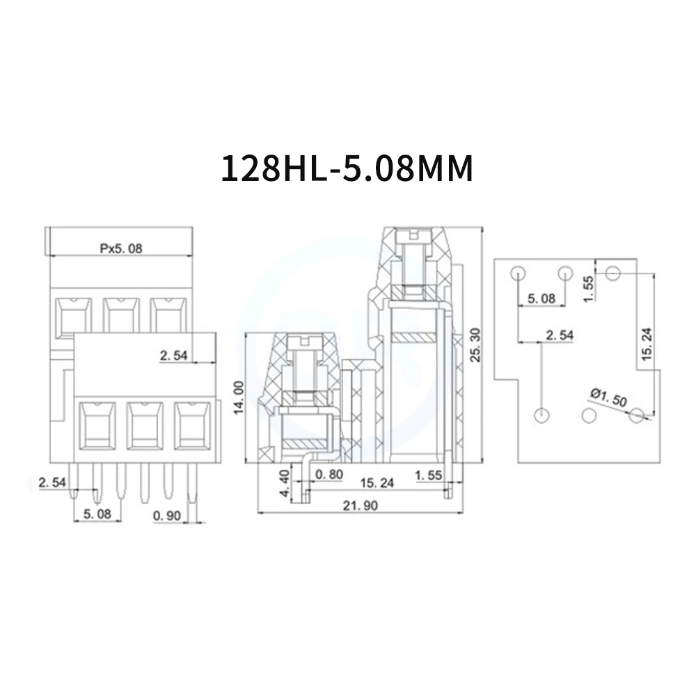 (5 Pcs) KF128H KF128L KF128HL 5.08mm Screw Type PCB Double Layer Terminal Block Double Row High/Low Splicing 128H / 128L - 5.08
