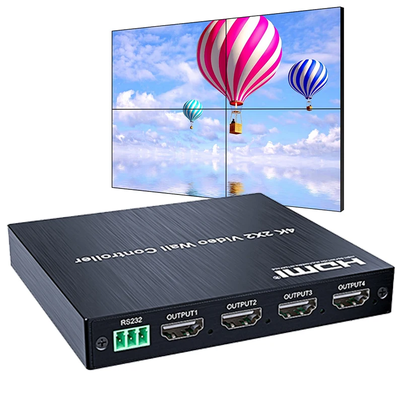 1080P HDMI Video Wall Processor 2X2 1X2 1X4 1X3 3x1 4X1 Video TV Wall Controller 4 Screen Stitching Splicing Box 180° Rotating
