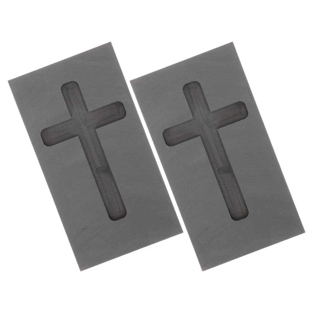 

2pcs Cross Graphite Mold High Temperature Crucible Smelting Metal Casting Ingot Mold Aluminum Molds Fo Melting Kit Tools