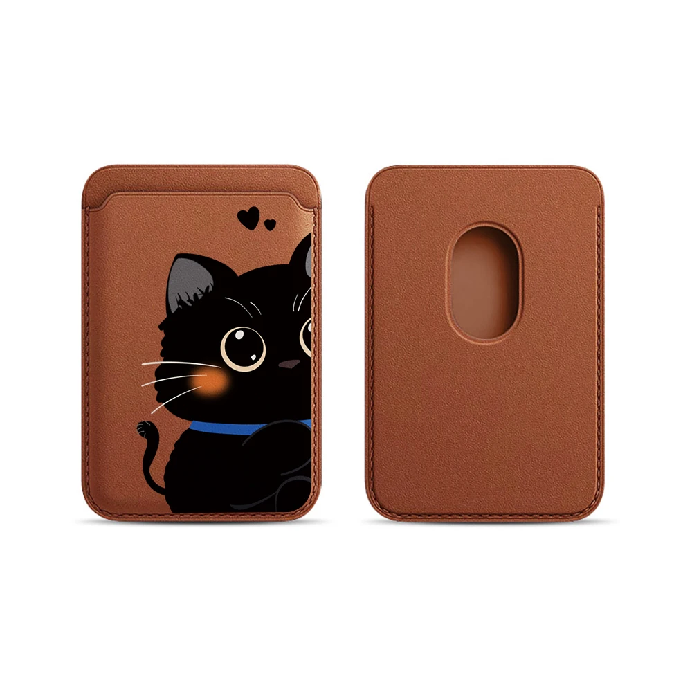 Elegante Katzen-Paar-Leder-Kartenhalter-Handyhülle für Magnetische Hüllen, Geeignet für alle iPhone Magsafe Karten-Handy-Rückseiten-Taschen – Detail 19