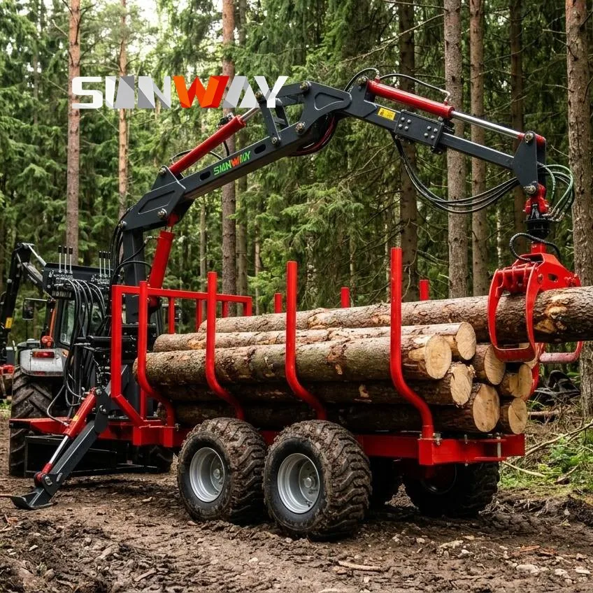 

Factory Direct ATV Log Trailer With Crane Hydraulic Timber Loader Grapple for Forestry Farm Use