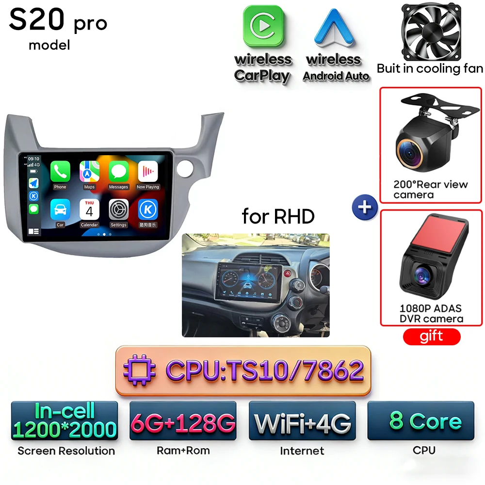 Android 16 For Honda Jazz 2 GG 2008 - 2014 Fit 2 GE GP GE 2007 - 2014 Car Radio Multimedia Video Player GPS Navigation CarPlay image 3