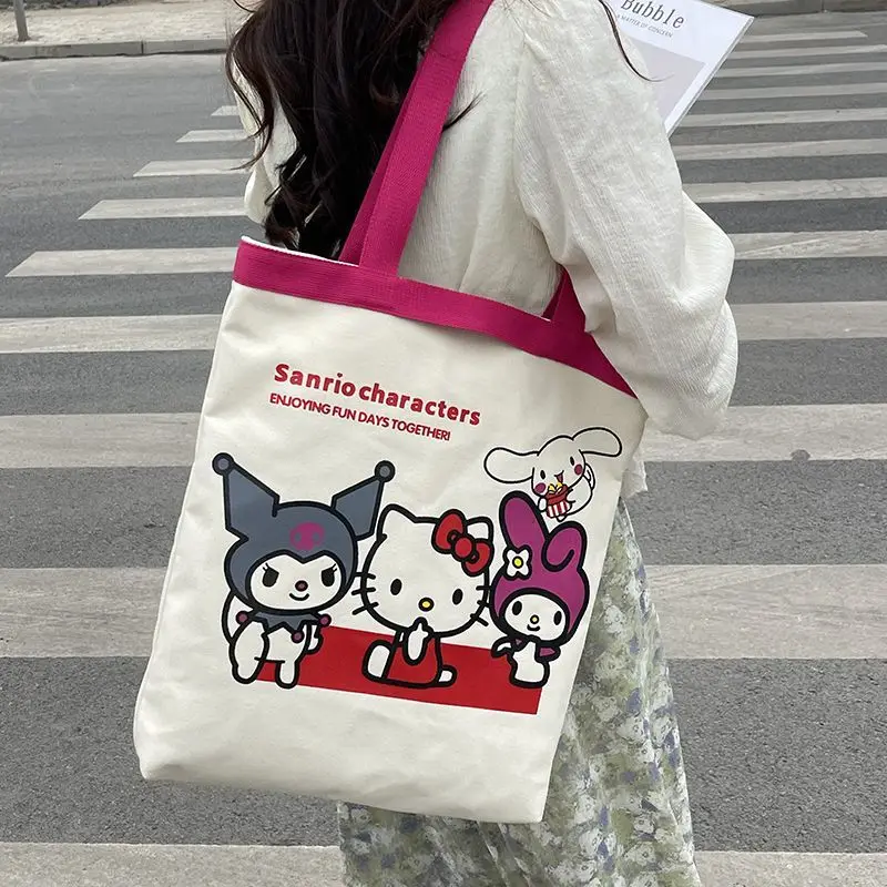 

Sanrio Hello Kitty Girl Handbag Summer Student High-Capacity Commute Kawaii New Style Birthday Present Leisure Shoulder Bag Hot