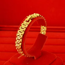 Gold Plated 8mm Width Tank Chain Bracelet & Bangles for Men Women Wristband Vintage Jewelry Accessories Wholesale Gifts