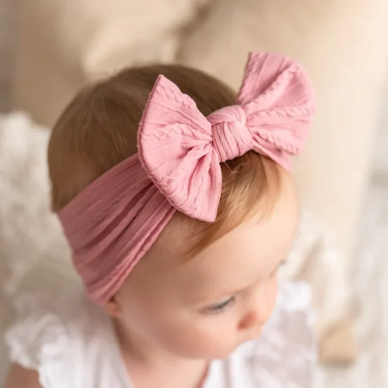 1Pcs Newborn Baby Headband For Girls Elastic Knit Children Turban Baby Bows Soft Nylon Kids Head-wear Hair Accessories 18 Colors