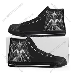 Pentagram Baphomet Satan Satanic Goth Gothic Goat High Top Sneakers Mens Womens Teenager Canvas Sneaker Casual Customize Shoe