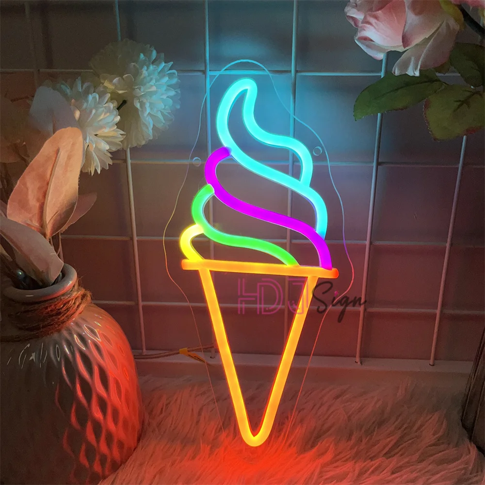 Ice Cream Neon Led Sign Home Party Bar Cafe Decor Restaurant Coffee LED Neon Lights Neon Signs Coffee Cafe Decoration