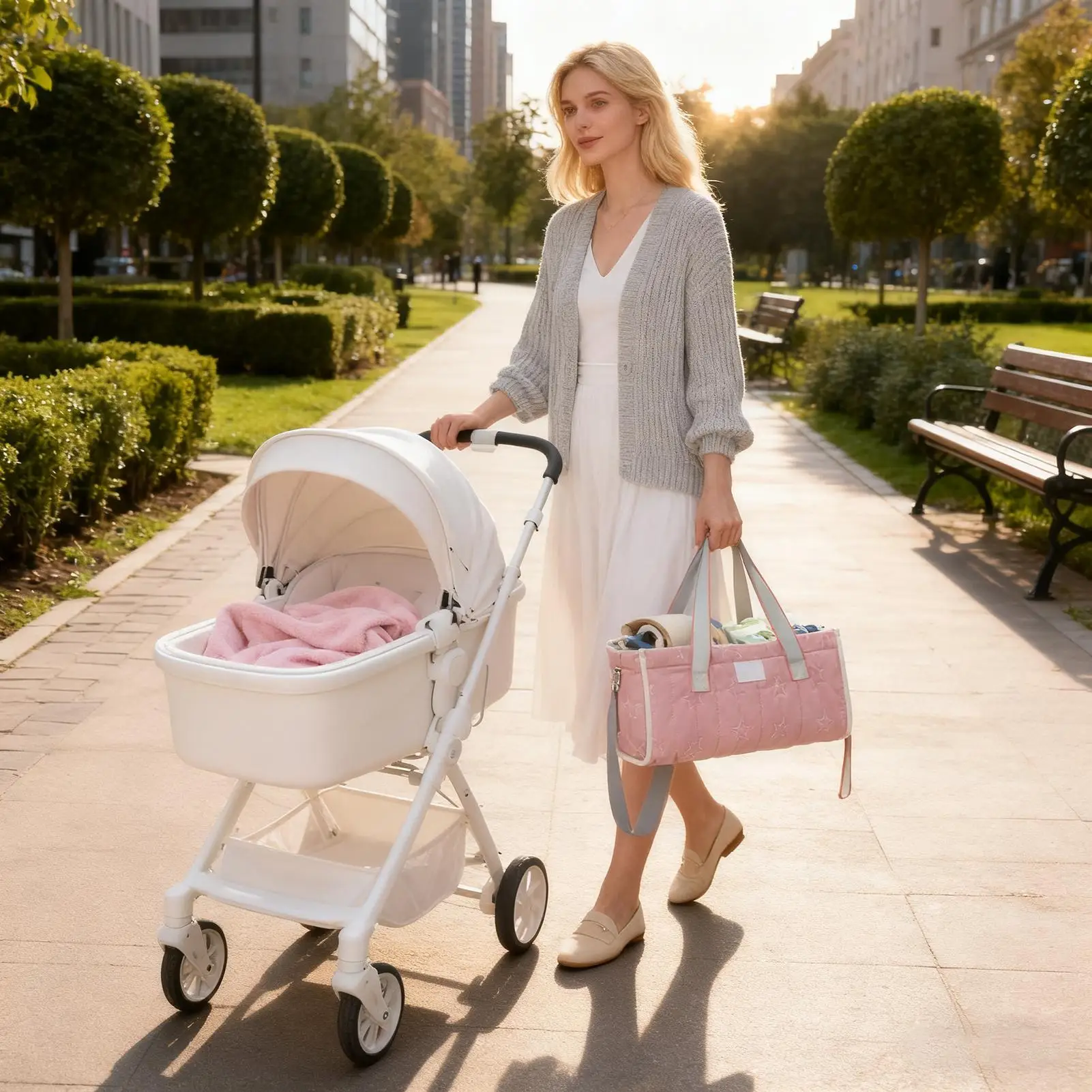Baby Diaper Bag Lightweight Stroller Storage Box Diaper Organizer Basket For Toddler Kids Women Dad Mother Travel Nursery