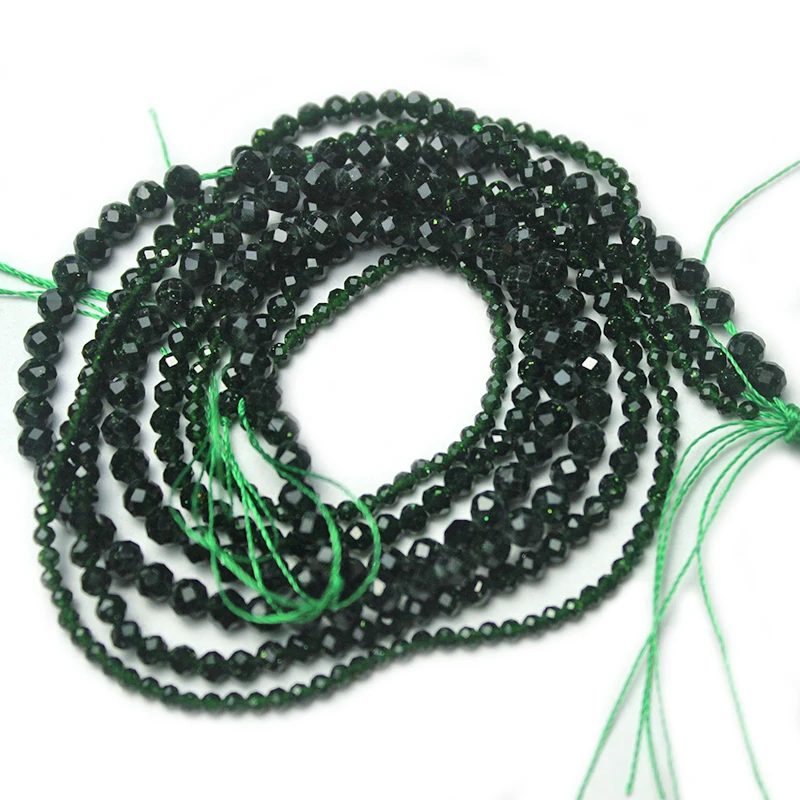 Natural Faceted Green Sand Stone Gemstone Stone Round Loose Spacer Beads For Jewelry Making Bracelet Necklace Handmade 2 3 4mm