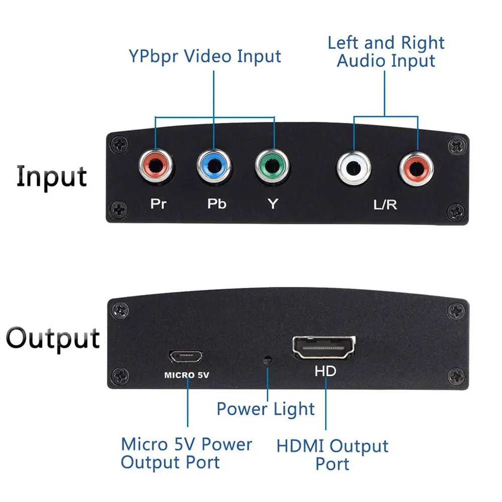 Ypbpr R/L To HD-MI-compatible Converter 1080p Video Audio Adapter Splitter For Dvd Hdtv Monitor Projector