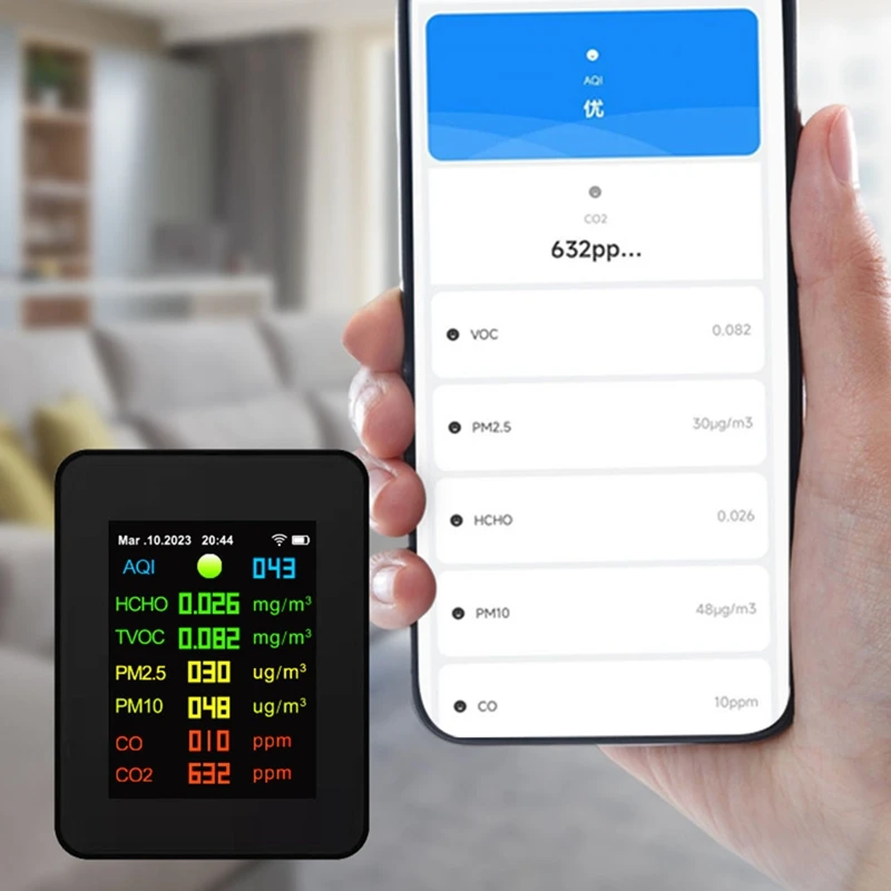 FULL-9 In 1 디지털 온도 습도 테스터 PM2.5 PM10 HCHO TVOC CO CO2 측정기 Wifi LCD