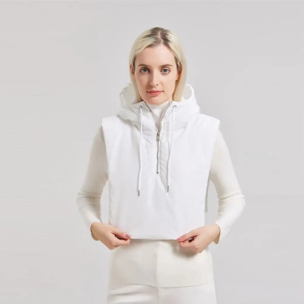 

Cotton Thickened Fake Collar Hooded Hat Zipper Design Drawstring Scarf Balaclava Hat Ultralight Wind Snow Cap Cycling Activity