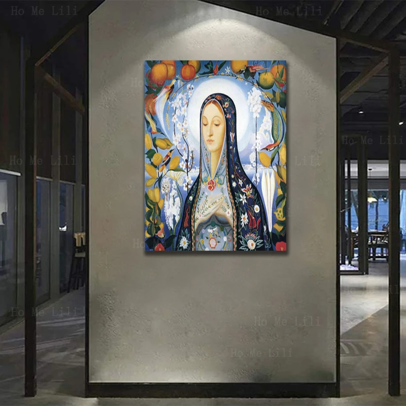 Joseph Stella Virgin Saint Catherine Of Alexandria Sacred Religious Canvas Wall Art By Ho Me Lili For Livingroom Decor