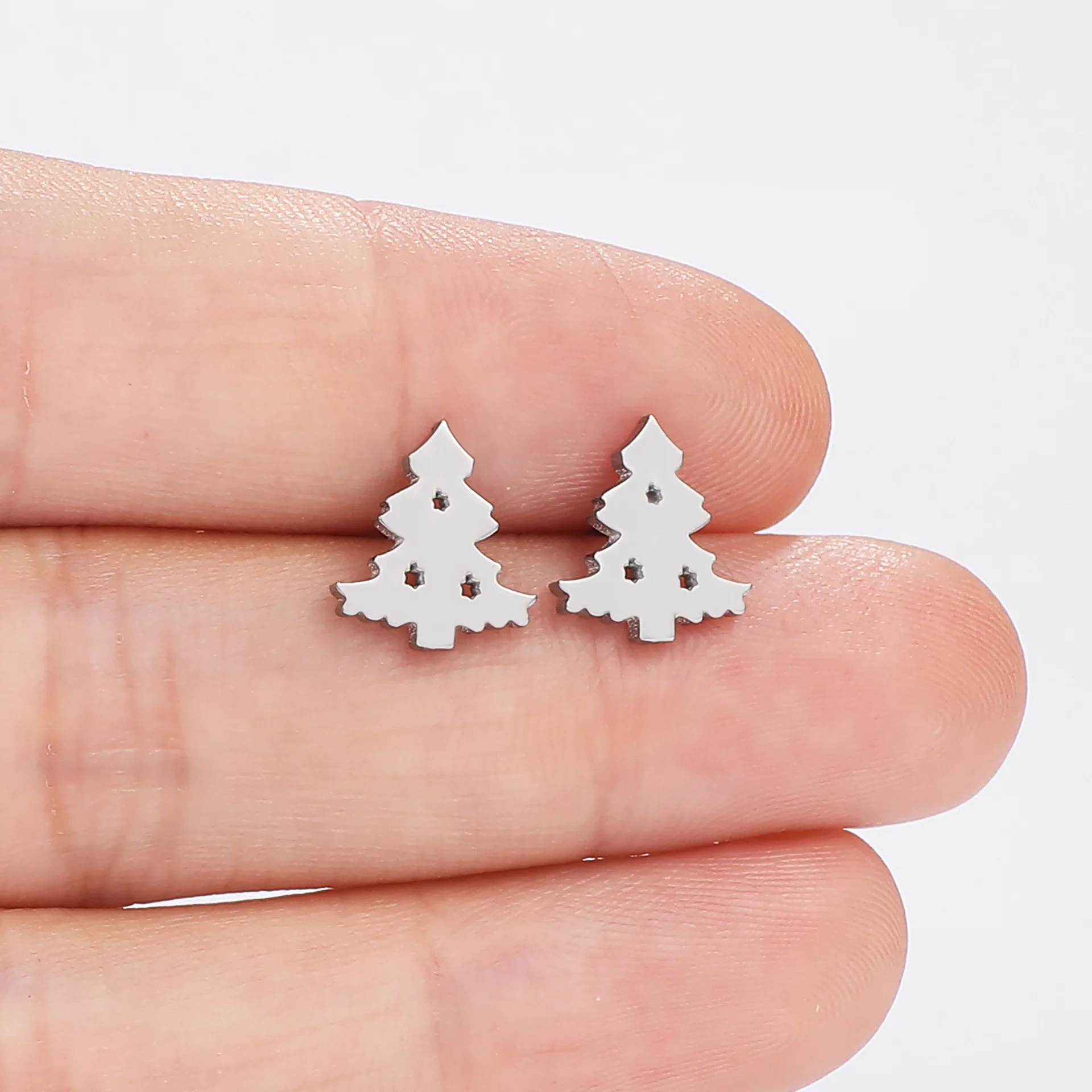 2024 new fashion stainless steel Christmas tree earrings product temperament all match birthday anniversary earrings small gifts